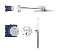 GROHE Precision SmartControl 310, système encastré, douche pluie 31cm | Avec thermostatique, douche de tête 2 jets, douchette 1 jet, flexible 1,50m, set complet (rond, chrome, 34874000)