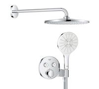 GROHE Precision SmartControl 310, système encastré, douche pluie 31cm | Avec thermostatique, douche de tête 1 jet, douchette 3 jets, flexible 1,50m, set complet (rond, chrome, 34877000)