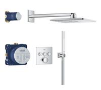 GROHE Precision SmartControl Ensemble de Douche Encastré 3 sorties (Douche de Tête Vitalio SmartActive Cube 310 2 jets, Pommeau de Douche Vitalio Joy Cube Stick 1 jet) Chromé, 34875000