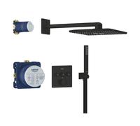 Grohe Precision SmartControl ensemble de douche pluie - douche de tête 31 cm - bras de douche - coude de raccordement mural avec support - noir mat 348752430
