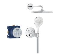 Grohe - Precision SmartControl Set de douche encastrée façade thermostatique + Douche de tête + Douchette 3 jets, chrome (G34877000)