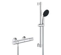 GROHE Precision Start Ensemble de douche - mitigeur thermostatique - avec ensemble de douche - 60cm - douchette ronde - 1 type de jet - flexible de douche lisse - chrome 34597001
