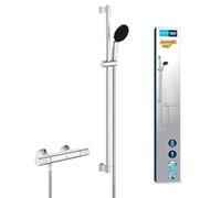 GROHE Precision Start Mitigeur Thermostatique Douche, Ensemble de Douche 1 jet avec barre 90cm, Economie d'Eau, Flexible 1,75m, Chromé, 34854001