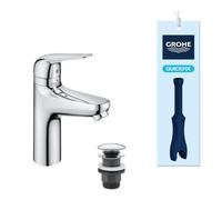 GROHE QUICKFIX - Swift 2023, mitigeur lavabo, sécurité enfant, bonde Clic-Clac, Taille M,Economie d'eau, outil de montage fourni, Chromé, 24327001