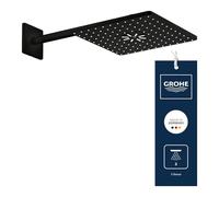 GROHE Rainshower 310 SmartActive CUBE Ensemble de Douche de Tête avec 2 Jets (Douche de Tête Montage Mural 310 mm avec Bras 400 mm, Corps d’Encastrement Requis), Forme Carrée, Phantom Black, 26479KF0
