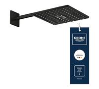 GROHE Rainshower 310 SmartActive CUBE Ensemble de Douche de Tête avec 2 Jets (Douche de Tête Montage Mural 310 mm avec Bras 400 mm, Corps d’Encastrement Requis), Forme Carrée, Noir Mat, 264792430