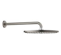 GROHE Rainshower Cosmopolitan 310 Ensemble douche de tête et Bras de douche (Bras Rainshower 380 mm, Montage Mural, 1 jet Pluie, Économie d’eau), Forme Ronde, Anthracite Brossé, 26066AL0