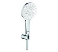 GROHE Rainshower SmartActive 130 Ensemble de douchette - 3 types de jets - rond - avec support - flexible lisse - 150 cm - chrome/blanc lunaire 26581ls0