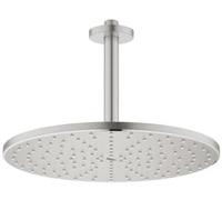 GROHE Rainshower Mono 310 Ensemble de Douche de Tête, Supersteel, 26560DC0 | PureRain, tête 310 mm, bras plafond 142 mm, SpeedClean, PVD LongLife