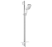 GROHE Rainshower Smartactive 130 Cube Ensemble barre de douche - 90cm - douchette à main carrée - 3 types de jet - flexible de douche lisse - avec porte-savon - chrome 26587000