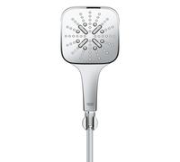 GROHE Rainshower SmartActive 130 Cube Ensemble de douchette à main - 3 types de jet - carré - avec support - flexible lisse - 150 cm - chrome 26589000