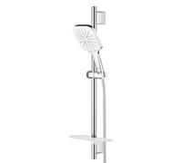 GROHE Rainshower SmartActive 130 Cube Glijstangset - 60cm - vierkante handdouche - 3 straalsoorten - gladde doucheslang - met zeepschaal - chroom/moon white 26584ls0