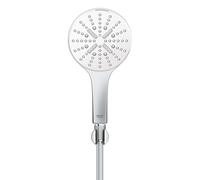 GROHE Rainshower SmartActive 130 Set de douchette - 3 types de jets - rond - avec support - flexible lisse - 150cm - chromé/moon white 26581ls0