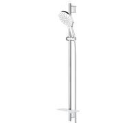 GROHE Rainshower Smartactive 150 Set de barre de douche - 90cm - douchette à main ronde - 3 types de jets - flexible de douche lisse - avec porte-savon - chromé/moon white 26594ls0