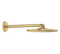 GROHE Rainshower SmartActive 310 Ensemble douche de tête et Bras de Douche (Montage Mural, Bras Horizontal 430 mm, 2 Jets, Économie d’eau, Système Anti-Calcaire), Forme Ronde, Gold Brossé, 26475GN0