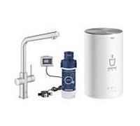 Grohe Red duo robinet de cuisine 30327DC1 supersteel, taille M, bec en L, avec chaudière