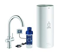Grohe Red Duo Set robinetterie monocommande pour évier, portée 224mm, bec C, avec chauffe-eau GROHE Red taille L, 30079001, Couleur: chrome