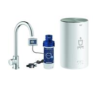 GROHE Red Mono Set robinets d'eau froide, portée 153mm, bec C, avec GROHE Red chauffe-eau taille M, 30085001, Couleur: chrome