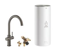 GROHE Red Robinet de cuisine - haut - bec c - avec chauffe-eau taille l - graphite dur brossé 30031AL1