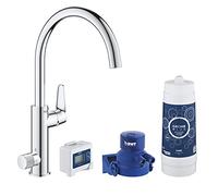 GROHE Robinet De Cuisine Avec Système De Filtration Complet Blue Pure BauCurve, Filtre Charbon Actif, Goût Premium, Bec En Forme De C, Finition Chromée, 30385000 (Import Allemagne)