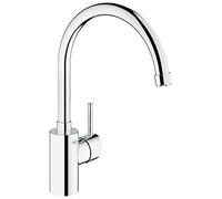 GROHE Robinet de cuisine Concetto, bec haut, plage de rotation à 0/150/360, StarLight, basse pression 31132001 Import Allemagne