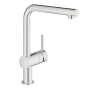 GROHE Robinet de cuisine évier Minta, Robinet avec Douchette Extractible 1 jet, Bec en forme de L, Installation et nettoyage facile, Supersteel, 32168DC0 (Import Allemagne)