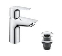 GROHE Robinet lavabo de salle de bains Start Edge, Mitigeur monocommande sans tirette de vidage, vidage clic clac inclus, mousseur économique d'eau, chromé, 23900001 (Import Allemagne)