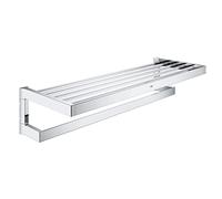 GROHE Selection Cube, porte-drap de bain multiple, fixation invisible | Porte-serviette pour plusieurs serviettes, surface chromée StarLight, anti-rayures (chrome, 40804000)