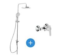 /Grohe Set de douche avec mitigeur + Douchette 3 jets barre avec curseur + Douche de tête XXL 254 mm Chrome