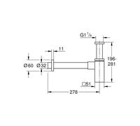 GROHE Siphon D'Odor 40564 Carré Lavabo Supersteel