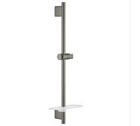 GROHE SmartActive Barre de Douche 600 mm, Anthracite Brossé, 26602AL0 | FastFixation Plus, Profondeur Réglable TileFix, Tablette EasyReach, Finition LongLife, Supports Muraux Métalliques