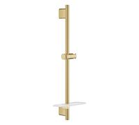 GROHE SmartActive Barre de Douche 600 mm, Or Brossé, 26602GN0 | FastFixation Plus, Profondeur Réglable TileFix, Tablette EasyReach, Finition LongLife, Supports Muraux Métalliques