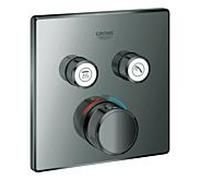 Grohe Smartcontrol jeu de finition 29124A00 graphite dur, carré, thermostat dissimulé, 2 vannes d'arrêt