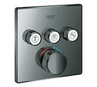 Grohe Smartcontrol jeu de finition 29126A00 graphite dur, carré, thermostat dissimulé, 3 vannes d'arrêt