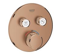 Thermostat Grohe Grohtherm SmartControl avec deux vannes darrêt, rosace murale ronde, 29119DL0, Couleur: coucher de soleil chaud brossé