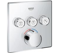 Mitigeur encastré Grohe SmartControl, trois vannes d'arrêt, rosette carrée, 29149000
