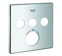 Rosace Grohe pour thermostat encastré SmartControl angulaire 3 boutons-poussoirs Chromé 49042000