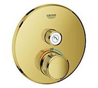 Thermostat Grohe Grohtherm SmartControl avec une vanne d'arrêt, rosette murale ronde, 29118GL0, Couleur: un lever de soleil frais