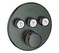 Grohe Smartcontrol set de finition 29121AL0 graphite dur brossé, rond, thermostat dissimulé, 3 vannes d'arrêt