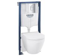 GROHE Solido Euro Ceramic Ensemble WC 5-en-1, 1,13 m, Chrome, 102517SH00 | Bâti Solido, WC suspendu, réservoir GD 2, abattant