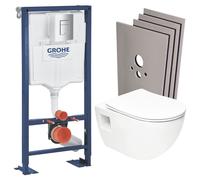 SOLIDO Pack Bâti-support + WC sans bride SAT + Abattant SoftClose + Plaque chrome+ Set d'habillage (AUTOPORTANT-PROJECT-1-SABO)