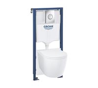 Grohe Solido Start Round ensemble WC à chasse profonde - sans rebord - réservoir encastré Grohe Solido - abattant WC softclose - plaque de commande chrome 103846SH00