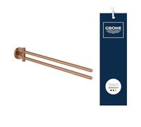 GROHE Start Barre Porte-Serviettes Pivotante à 2 Bras (Métal, Fixation Murale Cachée, Vis et Chevilles Incluses, Installation Facile, 439 mm), Bronze Brossé Warm Sunset, 41183DL0