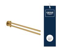 GROHE Start Barre Porte-Serviettes Pivotante à 2 Bras (Métal, Fixation Murale Cachée, Vis et Chevilles Incluses, Installation Facile, 439 mm), Gold Brossé Cool Sunrise, 41183GN0