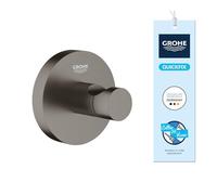 GROHE Start Crochet Porte-Peignoir (Métal, Fixation Murale Cachée, Vis et Chevilles Incluses, Compatible QuickGlue pour Installation Facile, 45 mm), Anthracite Brossé Hard Graphite, 41173AL0