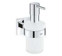 GROHE Start Cube Distributeur de Savon avec Support pour Salle de Bain, Fixations Cachées, A Coller avec GROHE QuickGlue ou à Visser, Chromé, 41098000