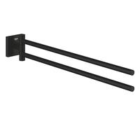 Grohe - Start Cube Double Barre Porte-Serviettes pour Salle de Bain, 438 mm, Fixations Cachées avec Vis Incluses, Métal, Noir Mat, 409762430