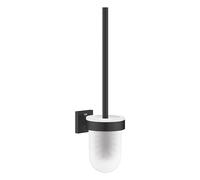 GROHE Start Cube, ensemble brosse WC adhésif pour les WC, sans perçage | Brosse avec support, montage mural, à coller ou à visser, vis et chevilles incluses, sans colle (noir mat, 409772430)