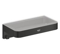 GROHE Start Cube Panier de Douche, A coller QuickGlue ou à visser, Métal/Matériau Synthétique, Noir Mat, 411072430