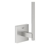 GROHE Start Cube, porte-rouleau de réserve WC adhésif, sans perçage | Porte-rouleau de réserve à coller ou visser, fixation invisible, vis & chevilles incluses, sans colle (acier inox, 40979DC0)